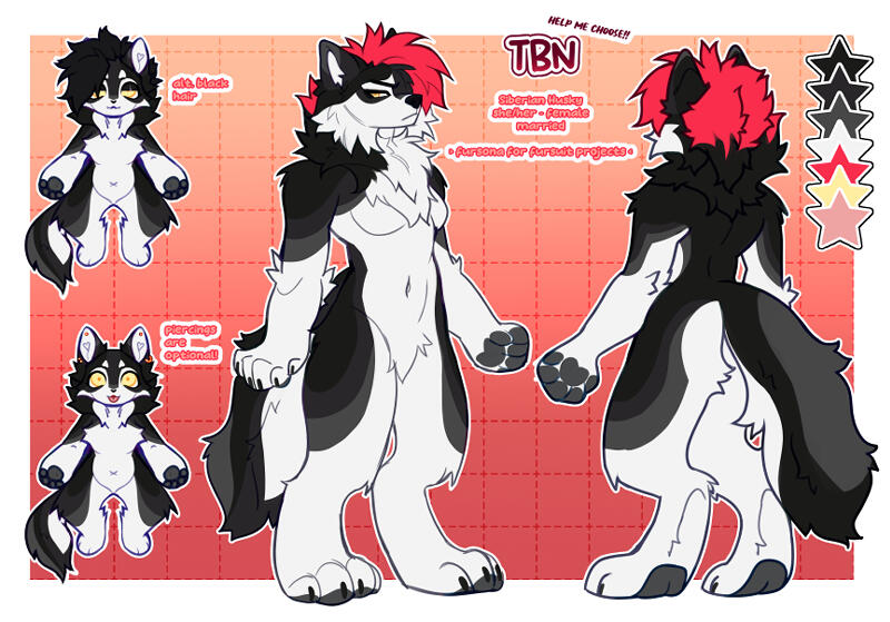 Ref sheet with character design